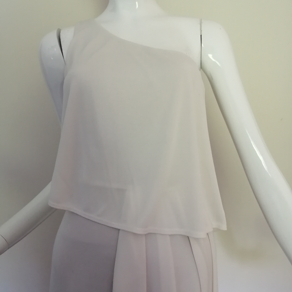 BCBGMaxAzria Asymmetrical Cream One-Shoulder Ruffle Dress - Picture 6 of 11